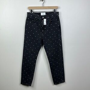 Current Elliott Black Polka Dot High Rise Vintage Cropped Slim Jeans Size 30 NWT
